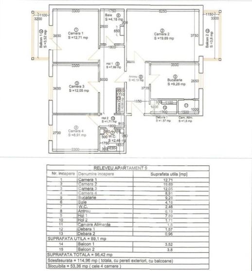 Apartament 4 camere, 2 bai, decomandat, centrala proprie, zona Fabric