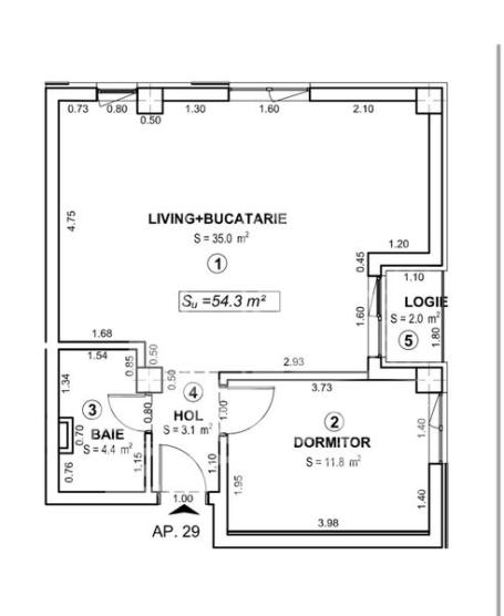 Apartament cu 2 camere open space Torontalului