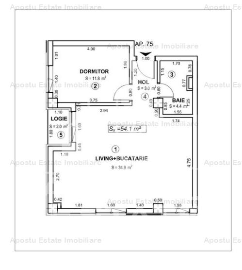 Apartament cu 2 camere open space Torontalului