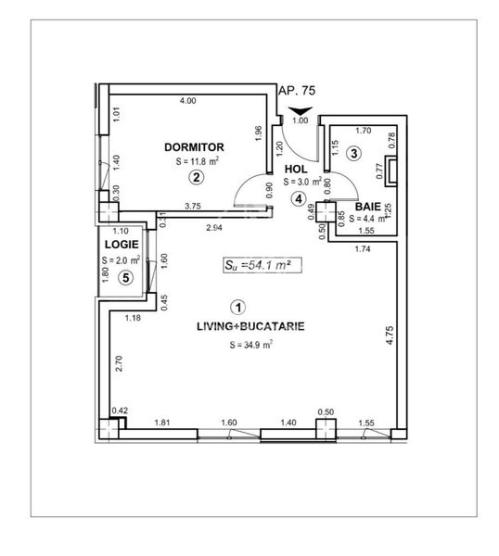 Apartament cu 2 camere open space Torontalului