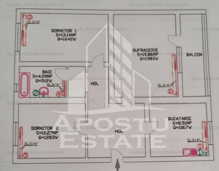 Apartament cu 3 camere, decomandat, aproape de Iulius Mall