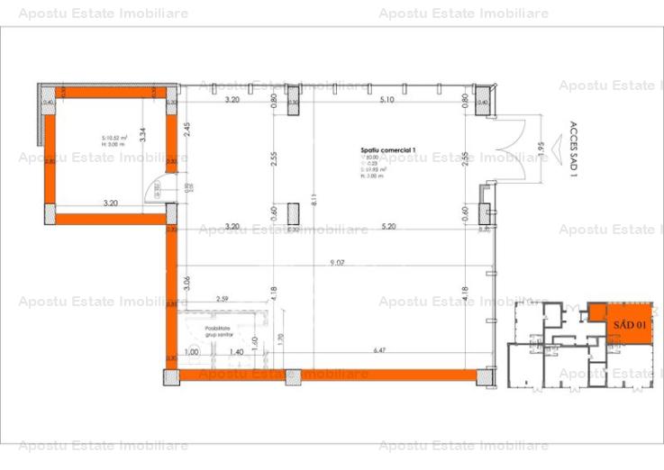 Spatiu comercial 80 mp, zona Lipovei