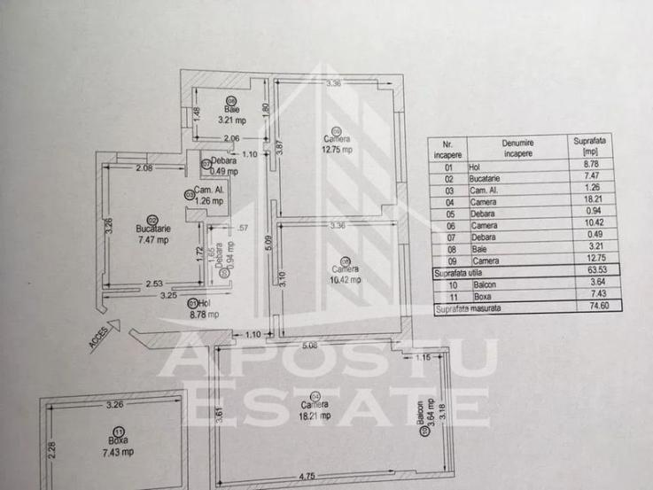 Apartament cu 3 camere, decomandat ,situat in zona Spitalul Judetean