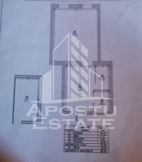 Apartament cu 2 camere, centrala proprie, etajul 1, zona Iosefin