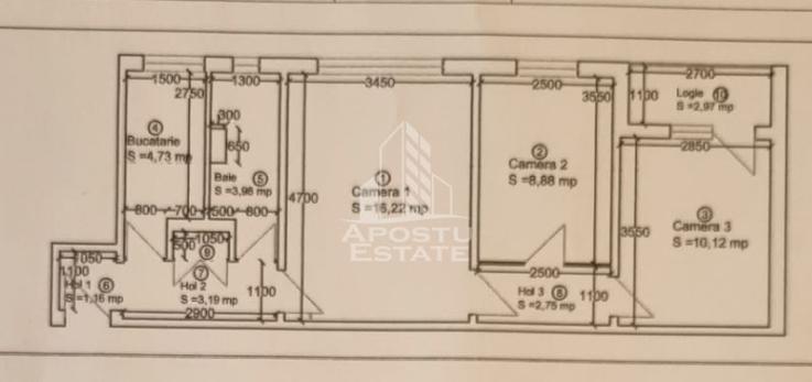 Apartament cu 3 camere, etaj intermediar, zona Dacia