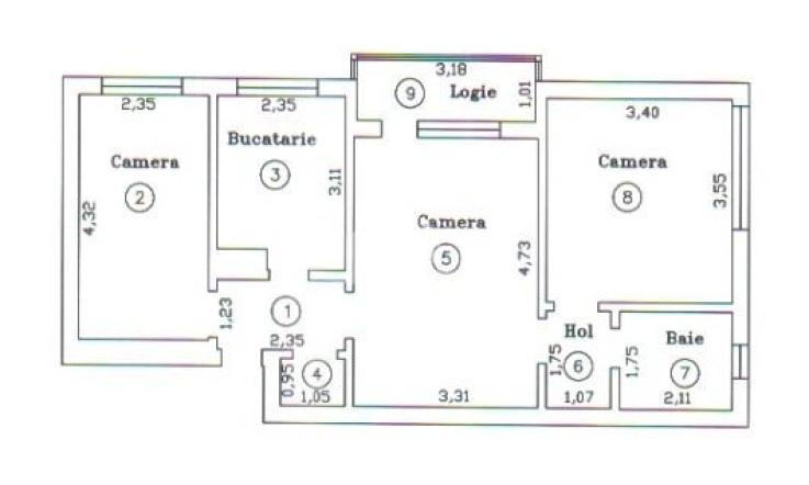 Apartament cu 3 camere etaj intermediar zona Tipografilor