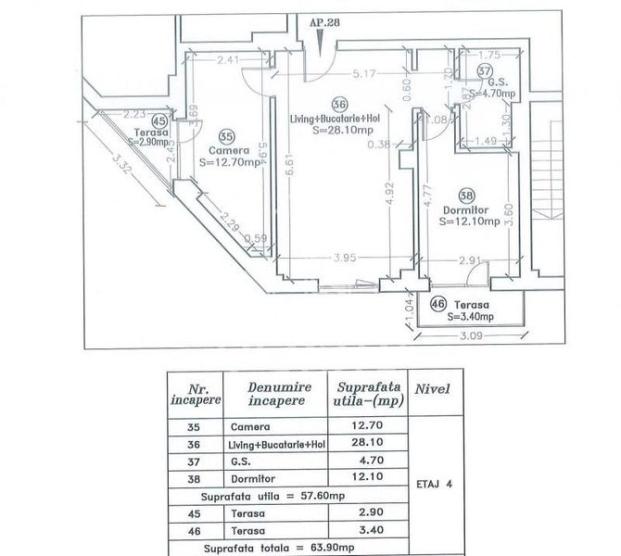 Apartament cu 3 camere, loc de parcare, zona Aradului