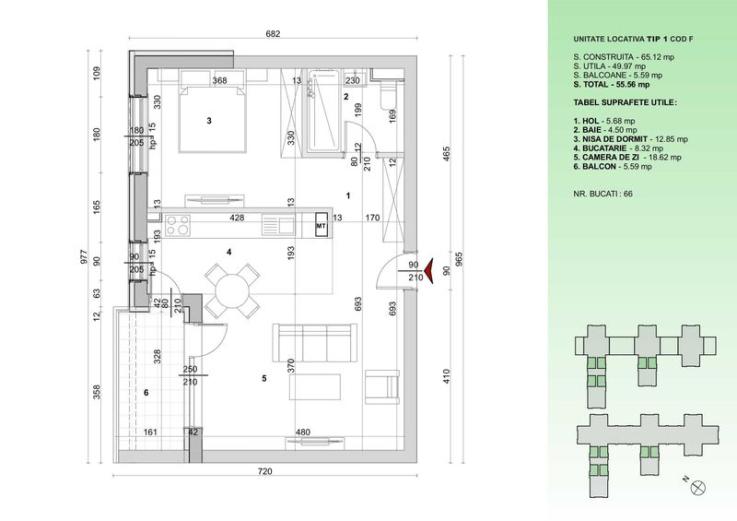 Apartament 2 camere 56mp, cesiune, septembrie 2025- High Garden East