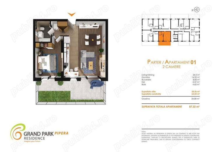 Apartament 2 camere LUX, parcare, gradina - Iancu Nicolae Lidl- Pipera