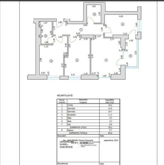 Apartament 3 camere, SU 84 mp LUX, Modelul mare - Cortina North