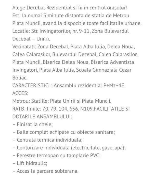 Zona Decebal / 2 camere / Centrala proprie / AC 