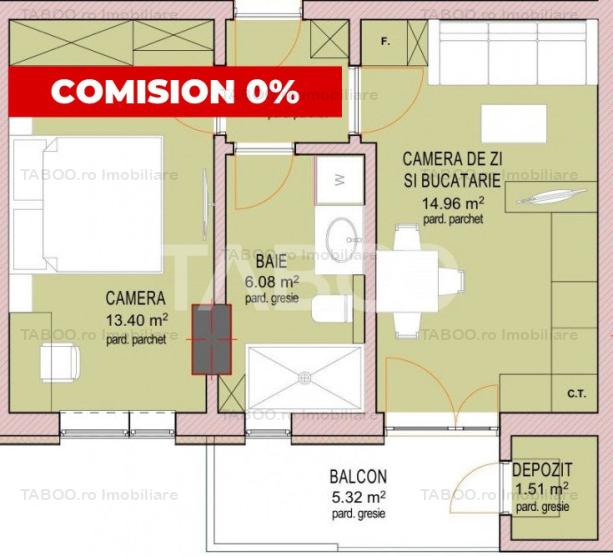 COMISION 0% Apartament 2 camere decomandate etaj 1 in Sibiu Dna Stanca