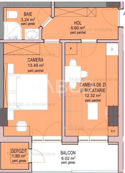 Apartament 37 mpu la CHEIE cu 2 camere etaj 3 in Sibiu Doamna Stanca