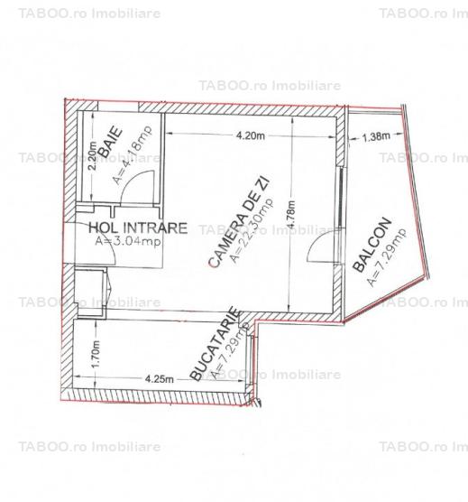 Garsoniera 38 mp utili la etajul intermediar 1 in Sibiu zona Rahovei