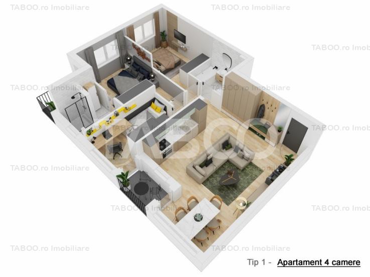 Apartament 4 camere 81 mpu si LOC PARCARE zona Dna Stanca COMISION 0%