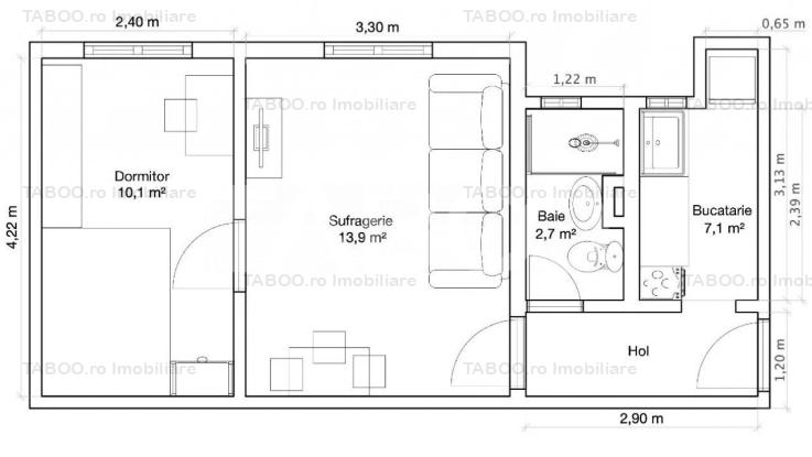 Apartament 2 camere de vanzare etaj intermediar 3 in zona Rahovei