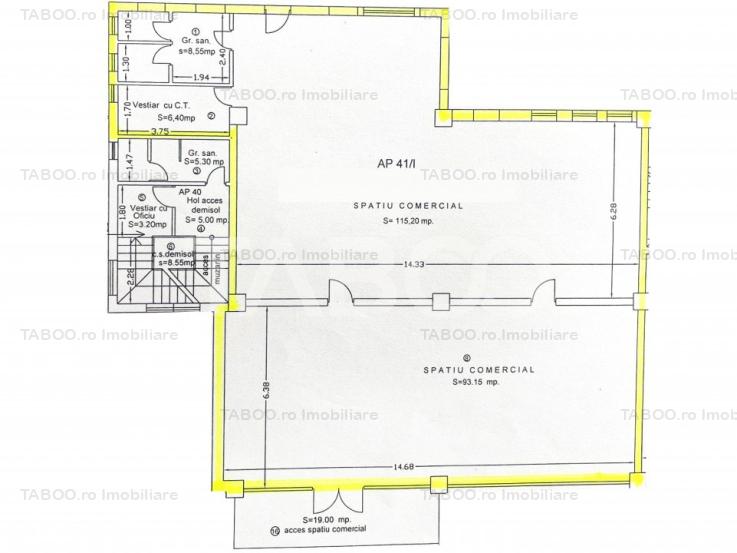 Spatiu comercial cu 2 camere parter cu vad auto Turnisor