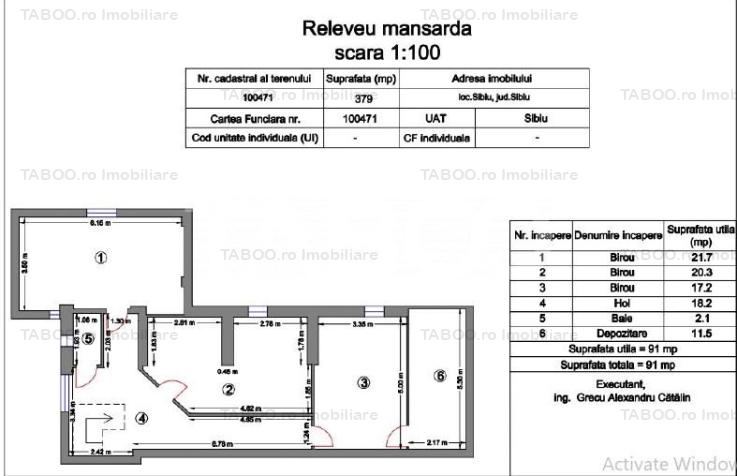 Spatiu de inchiriat pentru birouri 194 mpu zona centrala Sibiu