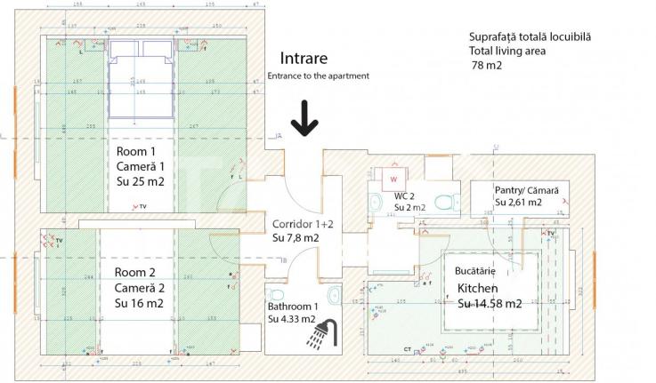 Apartament ultracentral de inchiriat – 2 camere spatioase