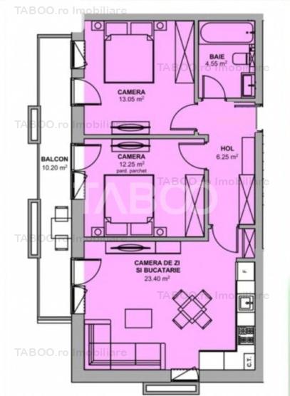 Apartament 60 mpu la CHEIE cu 3 camere balcon 18 mp pe Doamna Stanca