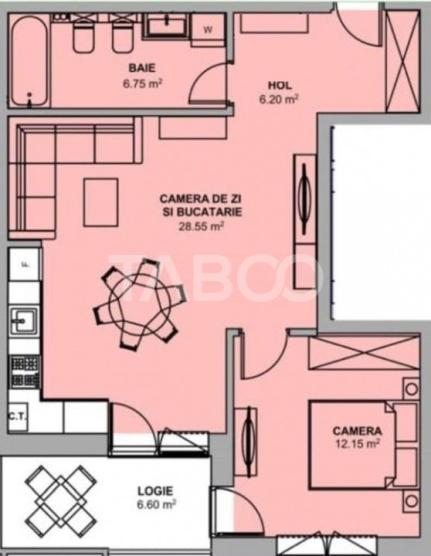 Apartament FINISAT LA CHEIE 54 mpu 2 camere si balcon Doamna Stanca 