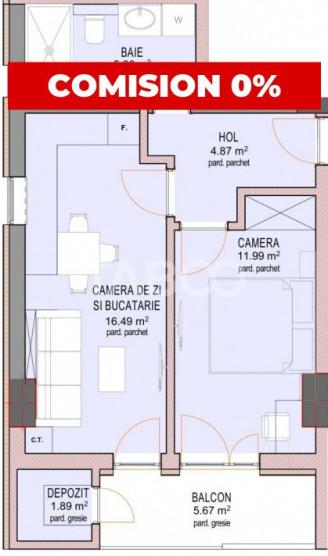 Apartament FARA COMISION 2 camere si balcon etaj 1 Sibiu Dna Stanca