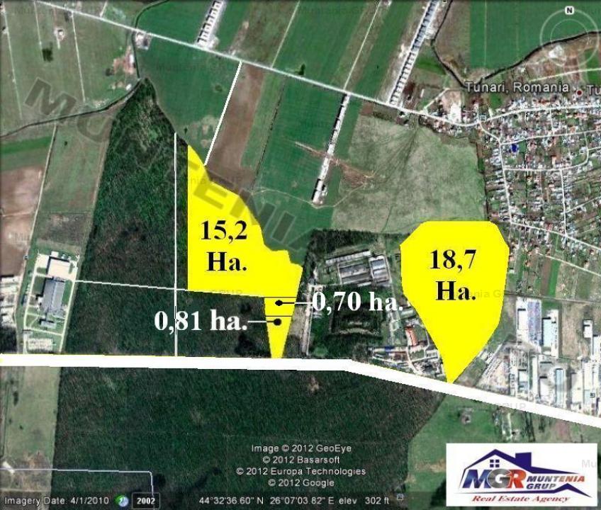 TUNARI - Centura Bucuresti, 16,7 Ha. teren (padure de peste 100 ani)